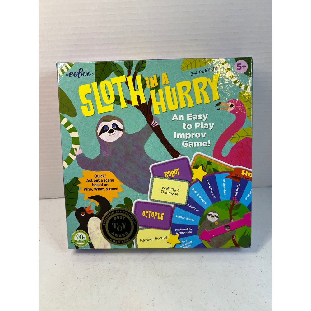 eeBoo Sloth in a Hurry Action Improv Board Game for Kids Ages 5+ 2-4 Players
